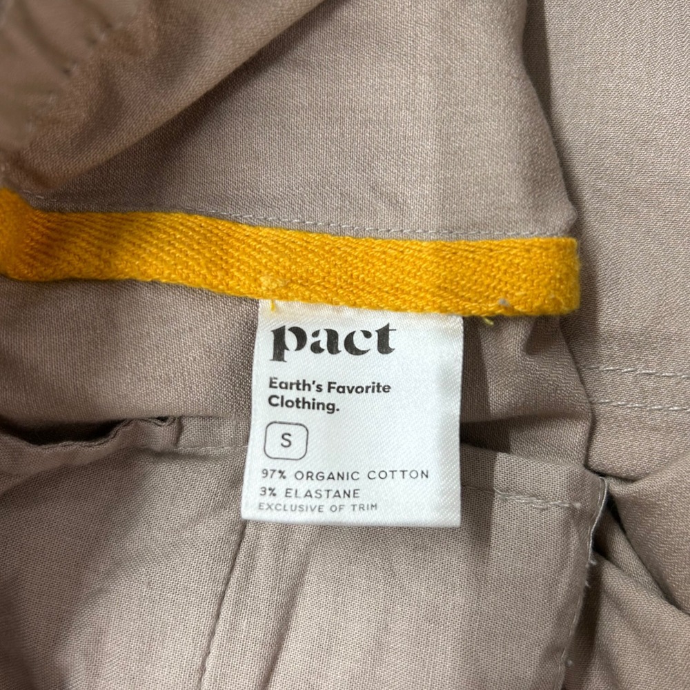 Pact Organic Woven Khaki Roll Cuff Pants Women's Small Tan - Picture 8 of 10